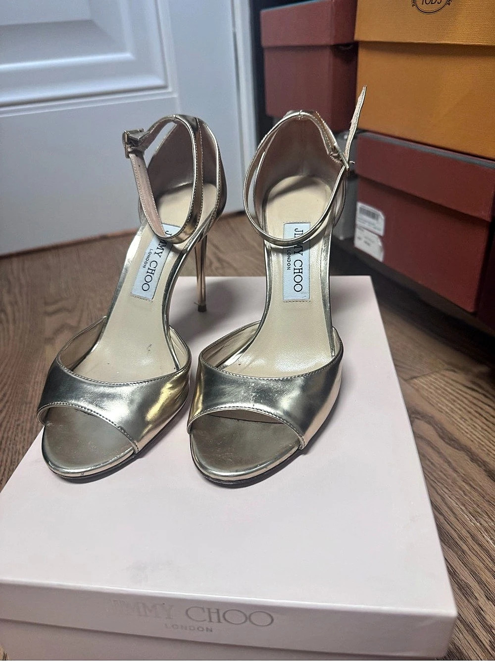 Jimmy Choo Tiarra Metallic Gold Heels EU 37.5